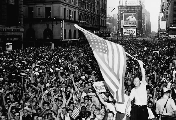 Celebration over Japan's surrender to the US.
