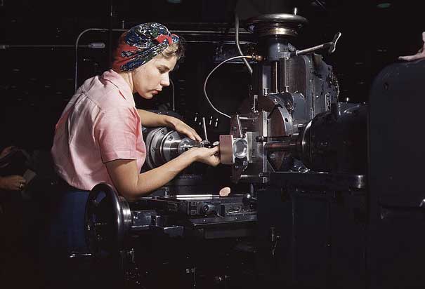 Woman machinist at Douglas Aircraft Company