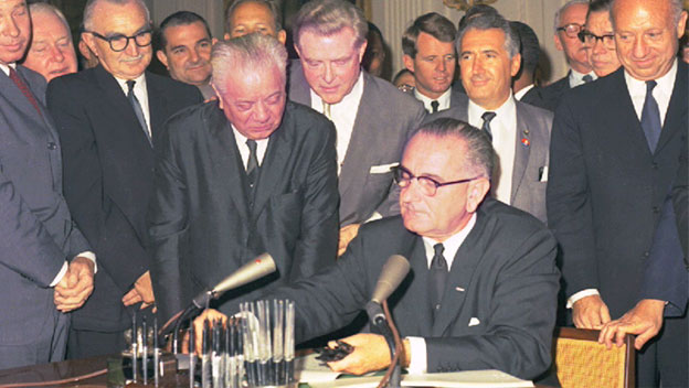 Image result for president johnson signs sweeping civil rights legislation in 1964