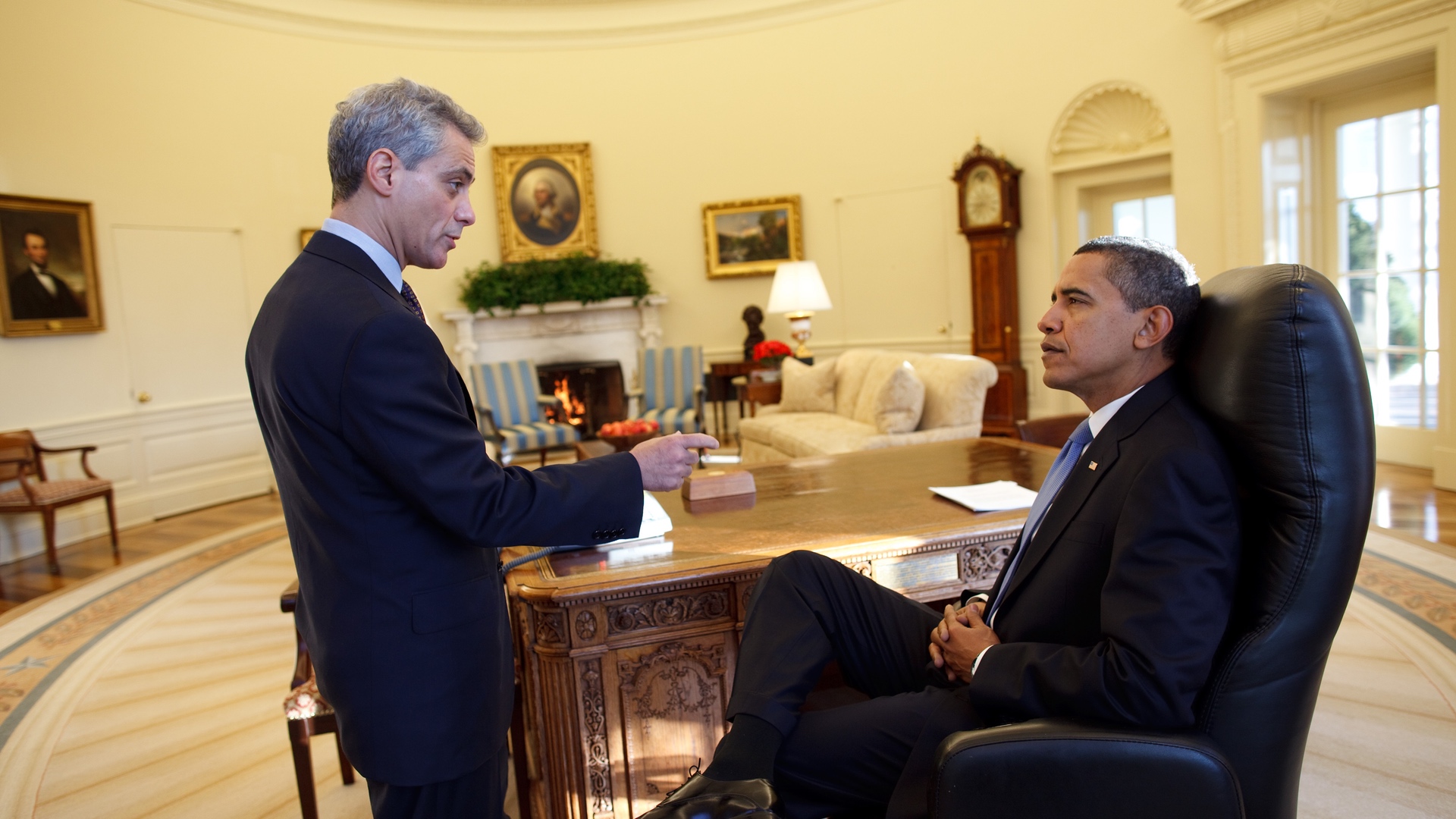 President Barack Obama with Chief of Staff Rahm Emanuel