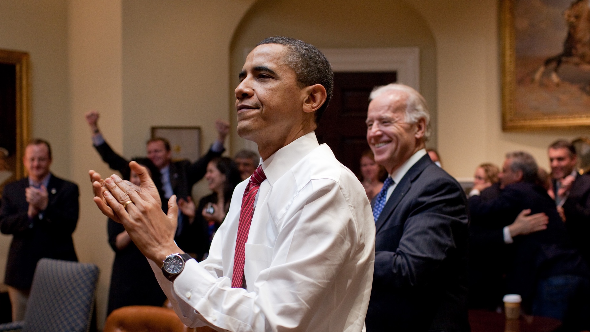 President Obama with Joe Biden in Roosevelt Room