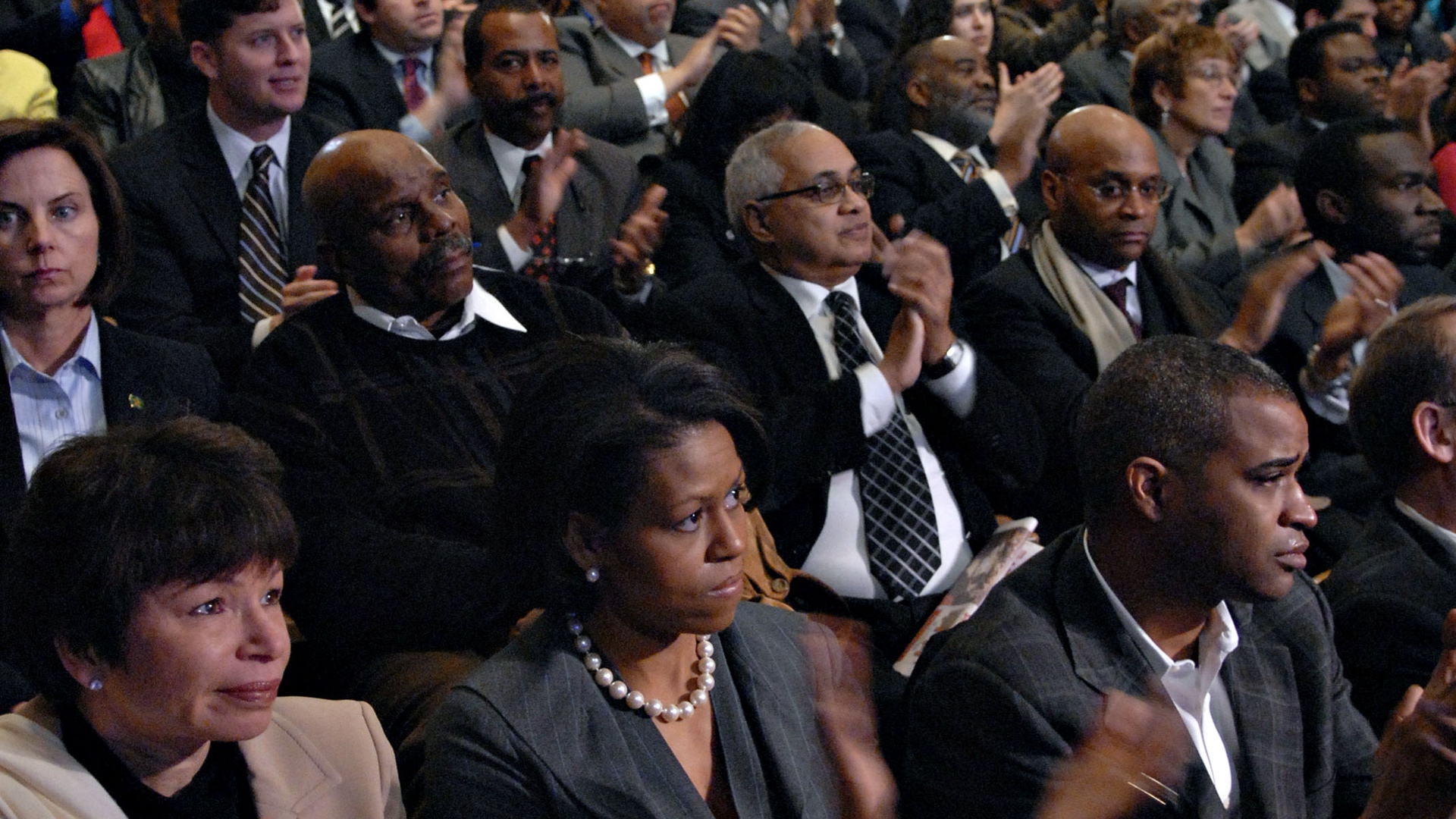 Michelle Obama, Valerie Jarrett and Marty Nesbitt